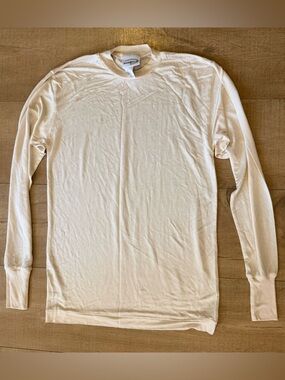 DUOFOLD Top Womens M Silk Base Layer Thermal Crewneck Jersey Off White Ski